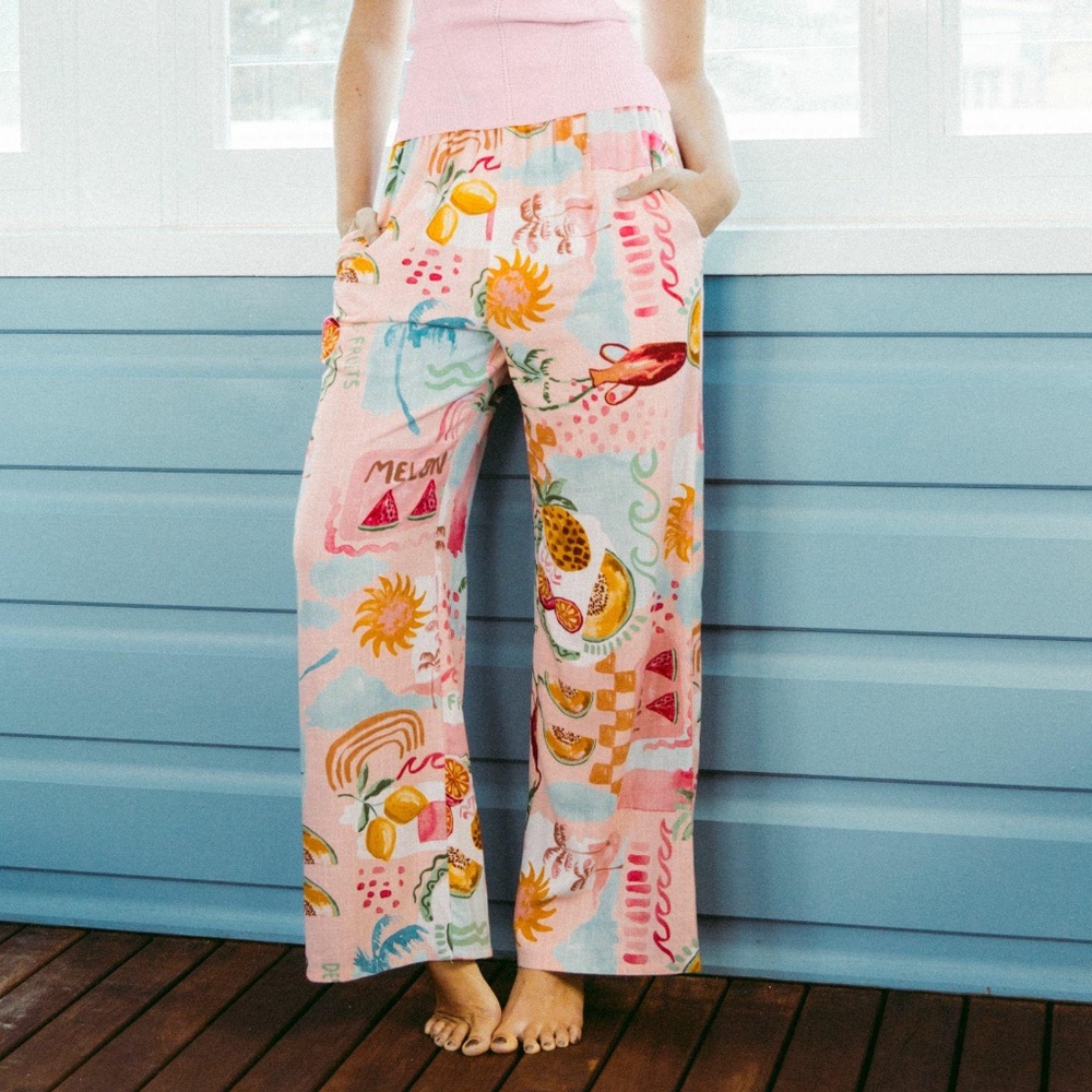 Paper Heart • Summer Haze Rayon Linen‎ Printed Pants - Picture 2 of 9